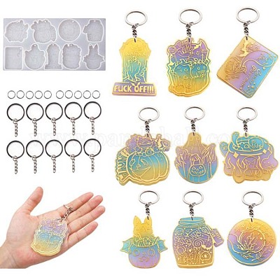 Silicone Keychain Molds for Epoxy Resin Kit Halloween Key Rings Casting  Making