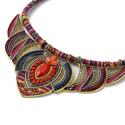 Колье-капля из сплава со стразами NJEW-C029-01B-1