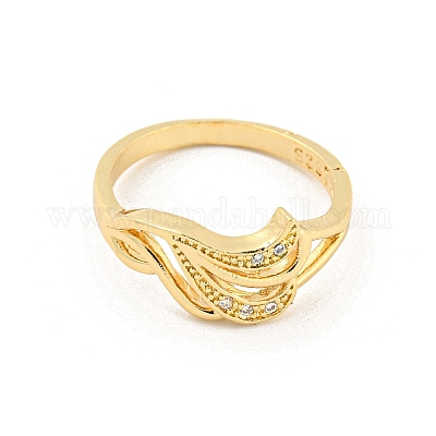 Открытые манжеты из латуни с микро паве с прозрачным фианитом RJEW-G309-32G-1