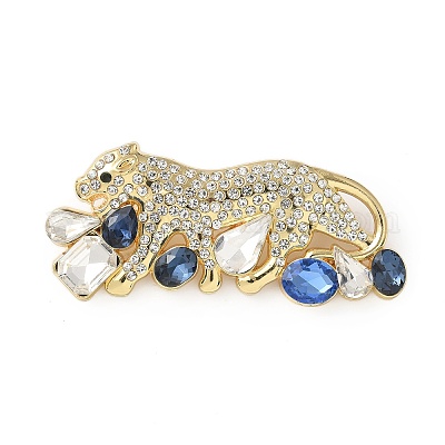 Броши из цинкового сплава со стразами в виде гепарда JEWB-R055-02G-02-1