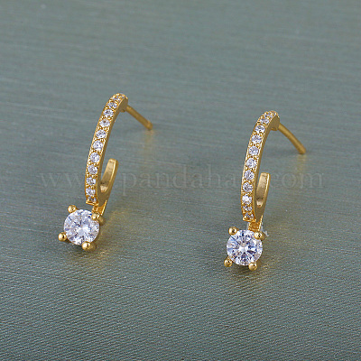 Элегантные серьги-гвоздики из латуни с прозрачными кубическими цирконами IV7044-1