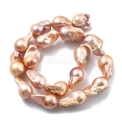 Нити натуральных бусин с ядровым жемчугом PEAR-B004-15C-04E-1