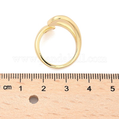 Покрытие стойки латунные полые каплевидные открытые манжетные кольца RJEW-D009-01G-1