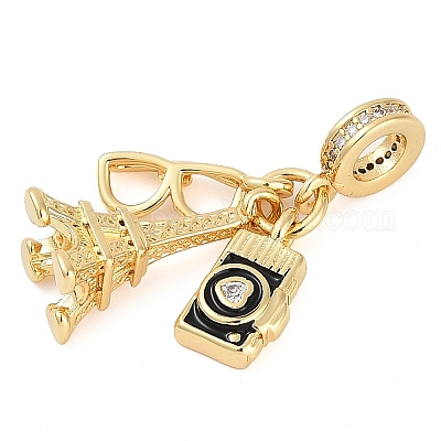 Стойка покрытие латунь прозрачный кубический цирконий европейские подвески-шармы KK-P287-18F-G-1