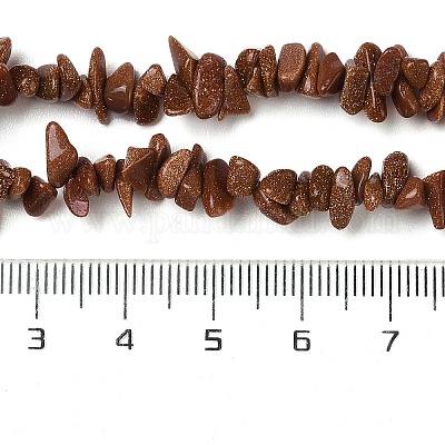 Нити синтетических бусинок из золотого камня G-D093-A02-1