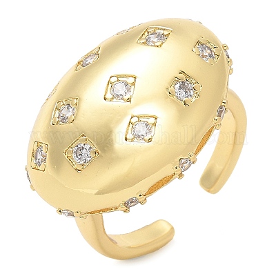 Латунные кольца из манжеты с прозрачным цирконием RJEW-M029-04G-1