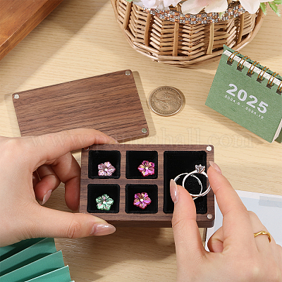 Деревянный магнит и бархатная коробочка для хранения вещей в форме куба CON-WH0200-06B-1