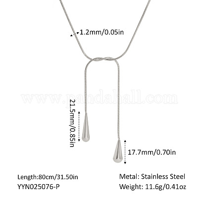Модные регулируемые ожерелья-лариаты из нержавеющей стали с круглой цепочкой-змейкой для женщин QB5670-2-1