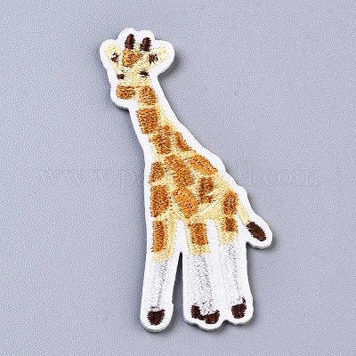 キリンのアップリケ 機械刺繍布地手縫い/アイロンワッペン マスクと