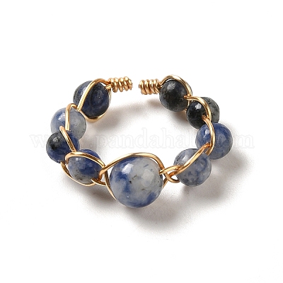 Регулируемый натуральный аметист с латунными кольцами G-B075-01G-05-1