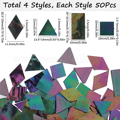 200 шт. 4 стиля радужных переливающихся стеклянных кабошонов&nbsp;MOSA-SP0001-03-1