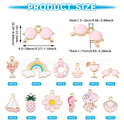 48шт 12 стиля подвески из сплава с эмалью ENAM-TA0002-95A-1