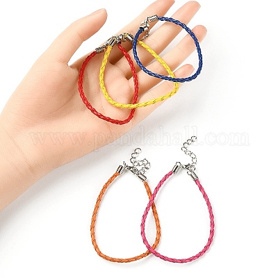 Модный имитация плетеный кожаный браслет материалы BJEW-YW0001-09-1