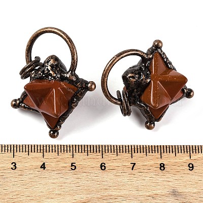 Подвески со звездами из натуральной красной яшмы Меркаба G-C144-02R-02-1