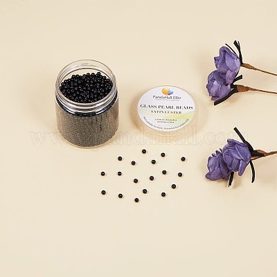 Круглые бусины из экологически чистого окрашенного стекла с жемчугом HY-PH0001-3mm-RB080-1