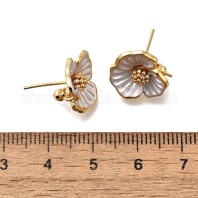 Серьги-гвоздики из латуни с эмалью и штифтами KK-Q048-27G-1