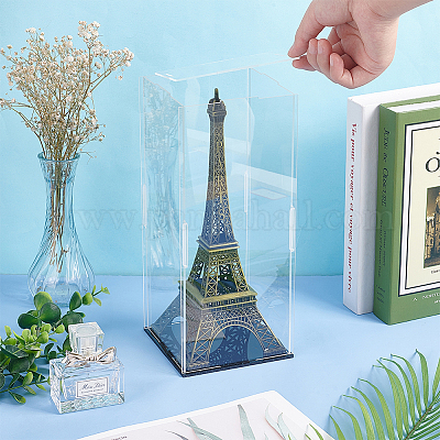 Прямоугольные прозрачные акриловые коробки для минифигурок с черным основанием ODIS-WH0030-51D-1