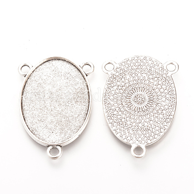 Сеттинги разъем сплава кабошон тибетском стиле TIBE-Q079-18x25-AS-LF-1