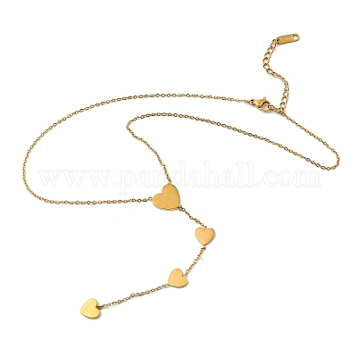 Цепочка из нержавеющей стали 304 в форме сердца и ожерелья для женщин NJEW-A059-05G-1
