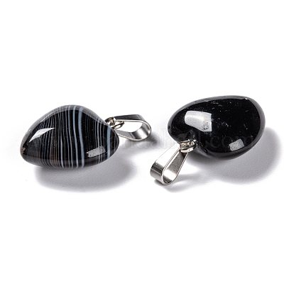 Подвески из натурального окрашенного и нагретого черного агата G-I311-A16-1