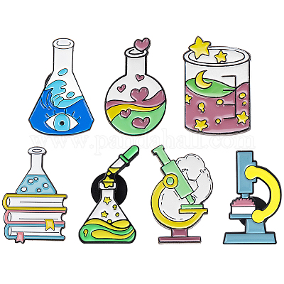 7 шт. 7 стиля эмалевых булавок с химической тематикой JEWB-SC0001-46-1