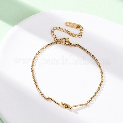 Браслеты из звеньев с узелками из нержавеющей стали 304 BJEW-R027-04G-1