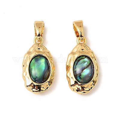 Овальные подвески из натуральной ракушки пауа KK-G538-26G-1