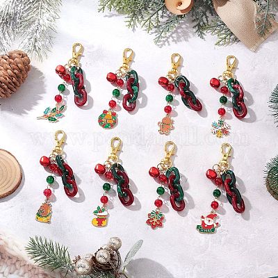 Подвесные украшения из сплава эмали и стекла на рождественскую тематику HJEW-JM03733-1