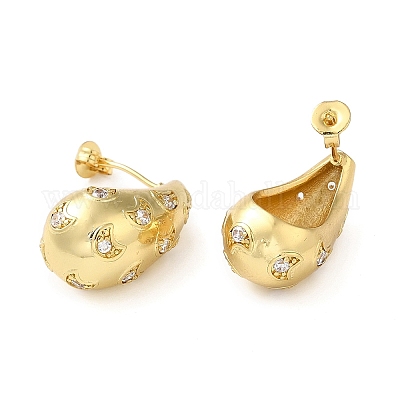 Серьги-капли из кубического циркония с лунными серьгами EJEW-Z019-21G-1
