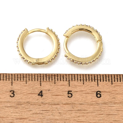 Серьги-кольца из латуни с микропаве из кубического циркония EJEW-H143-15G-1