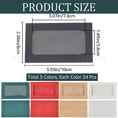 120 шт. 5-цветные прямоугольные бумажные мини-конверты для подарочных карт с полым видимым окошком CON-CP0001-004-1