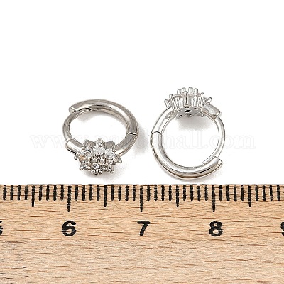 Латунные микро проложить серьги обруча кубического циркония EJEW-S277-07P-1