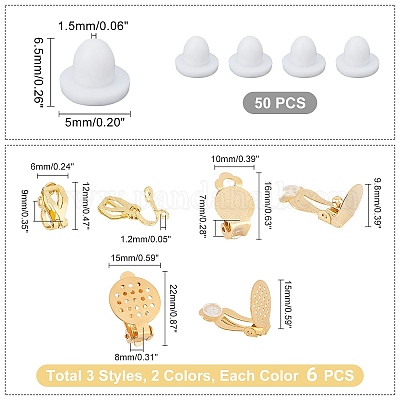 36 шт. 6 шт. фурнитуры для сережек-клипс из нержавеющей стали 304 STAS-DC0001-29-1