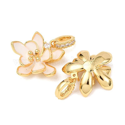 Кулоны с эмалью из латуни с прозрачным кубическим цирконием KK-G543-08G-01-1