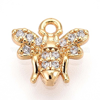 Латунные микропаве прозрачные подвески с фианитом KK-T075-19G-01-1