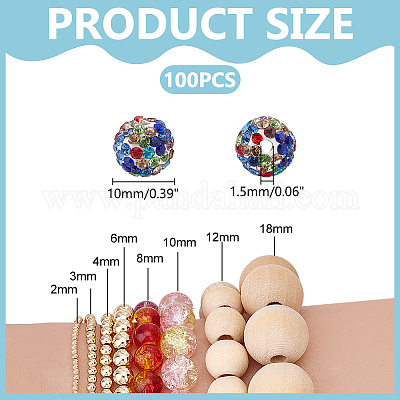 100 шт. бусины из полимерной глины со стразами RB-PH0001-38A-1