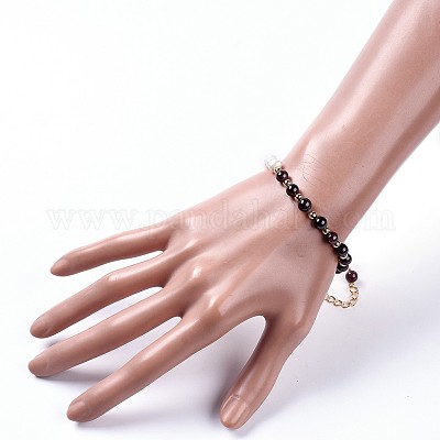 Браслеты из натурального жемчуга и граната BJEW-JB05153-03-1