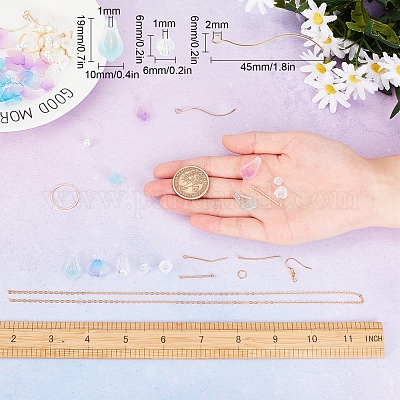 Набор для самостоятельного изготовления стеклянных сережек-цветков DIY-SC0018-36-1