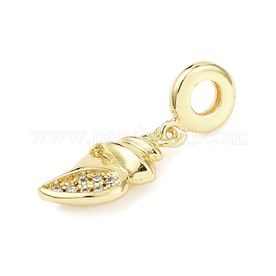 Подвески-шармы с изображением морских животных из латуни с микропаве из прозрачных кубических цирконий KK-B159-04G-04-1