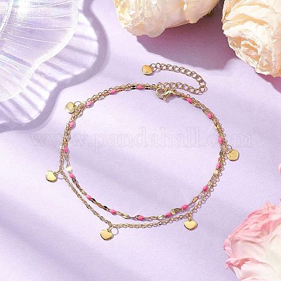 Браслеты на ногу из двухслойной цепи из нержавеющей стали 304 AJEW-AN00632-04-1