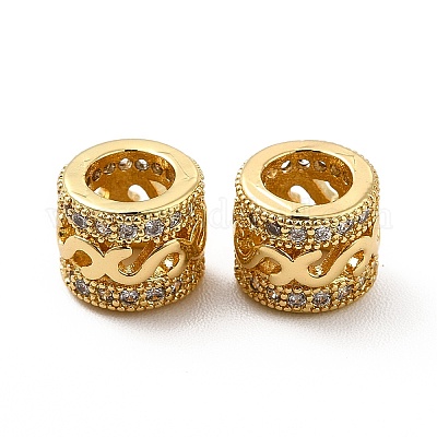 Реечное покрытие латунь микро паве прозрачный кубический цирконий европейские бусины KK-C010-55-1