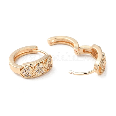 Серьги-кольца из латуни с микропаве из кубического циркония EJEW-P238-15KCG-1