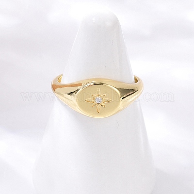 Латунные кольца-манжеты с микропаве и прозрачным цирконием для женщин RJEW-U048-01G-1