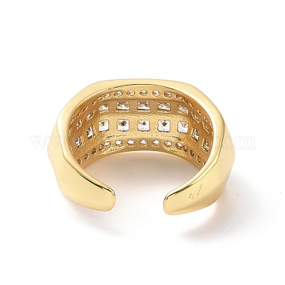 Открытое кольцо-манжета с несколькими линиями кубического циркония RJEW-P035-08G-05-1