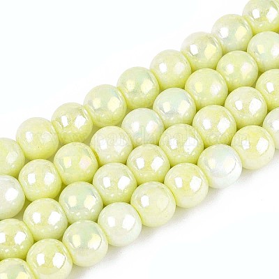 Гальванические непрозрачные стеклянные бусины EGLA-T026-8mm-05D-1