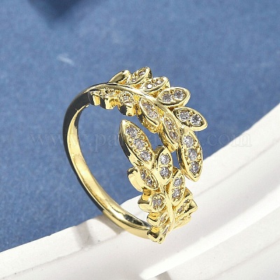 Манжеты из латуни с микро паве кубический цирконий для женщин RJEW-D322-05G-1