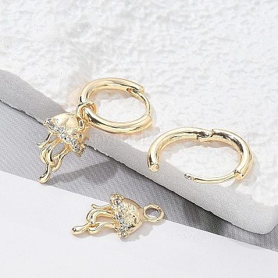 Серьги-кольца из латуни с прозрачным фианитом EJEW-Q014-04G-1