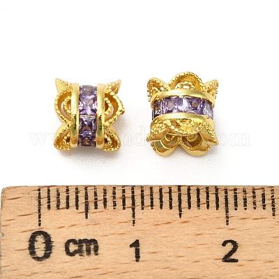 Латунные микро проложить кубического циркония бусы KK-B142-06G-03-1