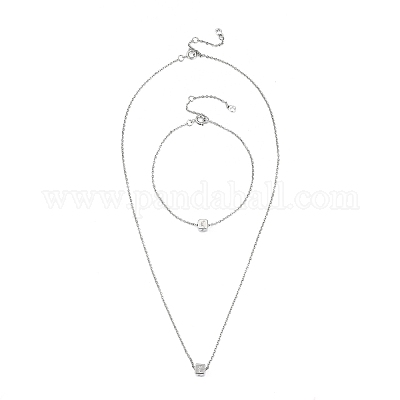 Комплекты ожерелий и браслетов с кубическим цирконием с микропаве SJEW-JS01116-01-1