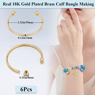 6шт стойка покрытая латунью изготовление браслета-манжеты KK-BBC0013-98-1